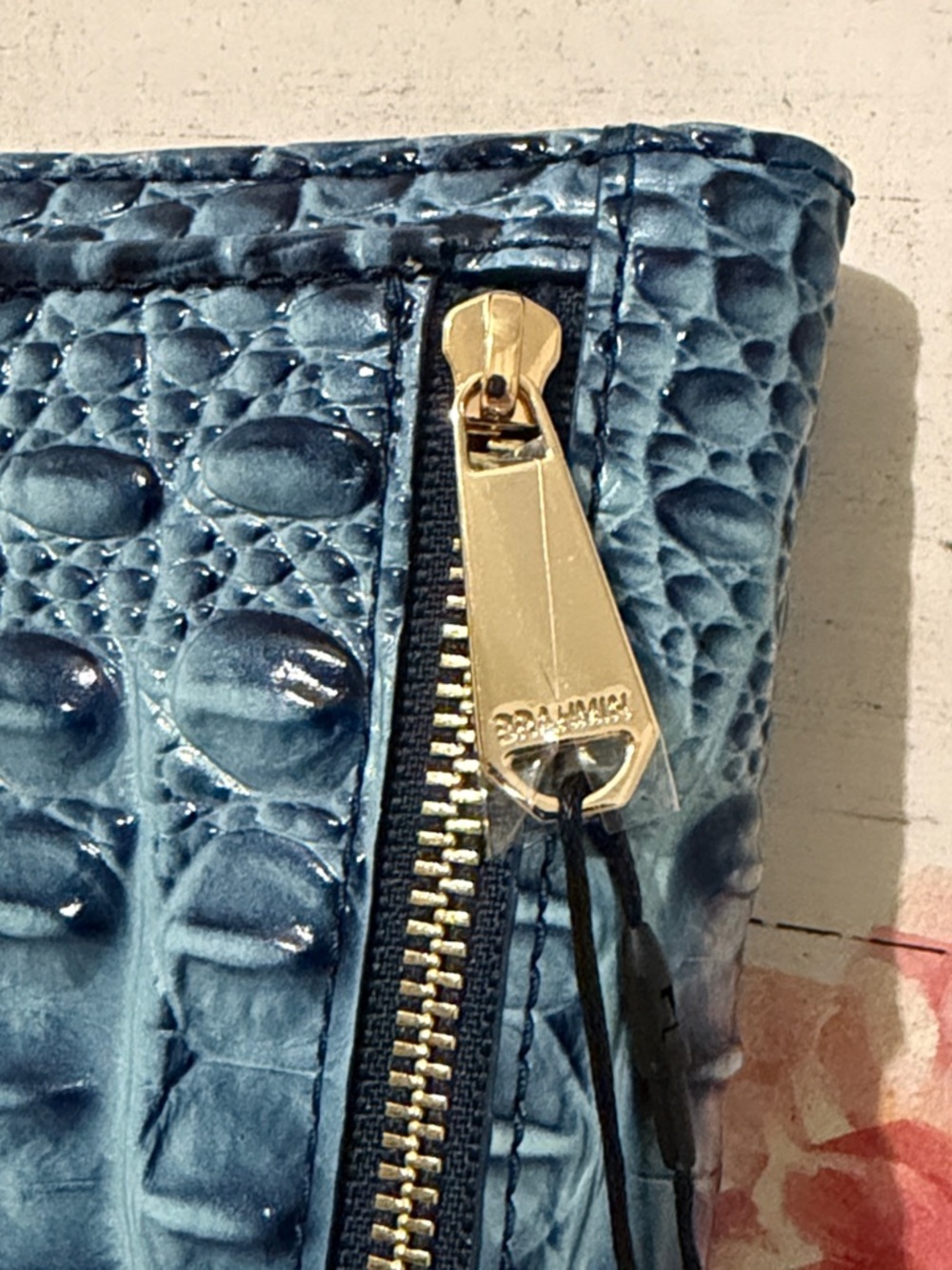 NWT✨BRAHMIN Retro Blue Melbourne💙 Croc-Embossed Ady Wallet RARE - Picture 4 of 9
